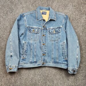 Wrangler Jacket‎ Mens Medium Blue Sherpa Lined Denim Trucker Western Workwear